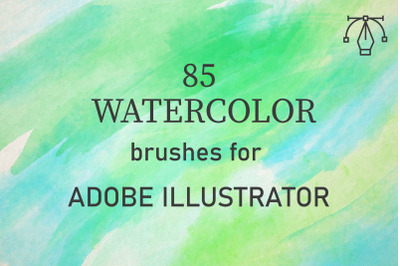85 Watercolor Brushes for Adobe Illustrator - Hand drawn rough and sof