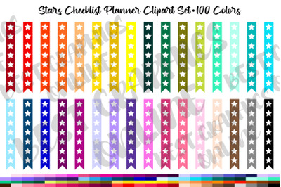 100 Stars Checklist planner clipart Flag check list images