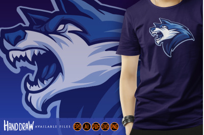 Wolf head blue logo mascot svg