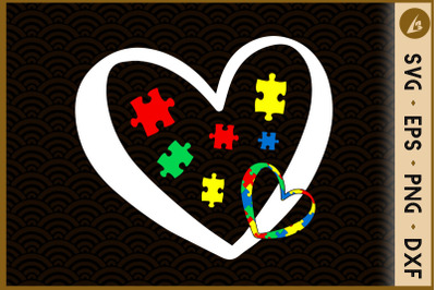 Autism Awareness Love Heart Puzzle Piece