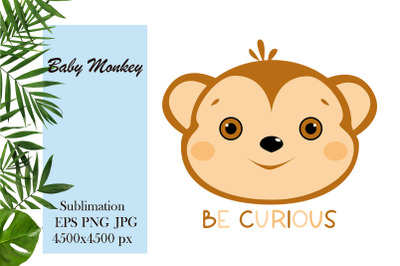 Cute cartoon animal - Baby monkey sublimation png