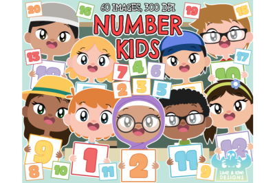 Number Kids Clipart - Lime and Kiwi Designs