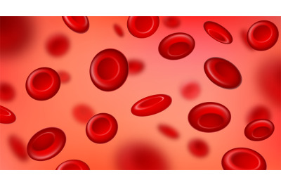 Red blood cells flow&2C; macro view erythrocyte background. Realistic blo