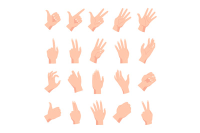 Cartoon human female or male hands poses and gestures. Hand holding, p