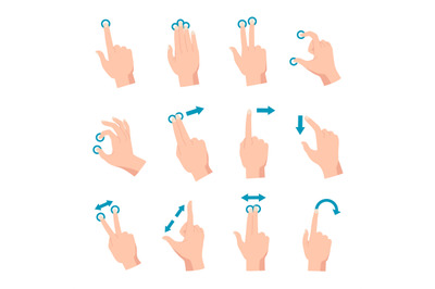 Hand gestures for smartphone, tablet ot laptop interactive touchscreen