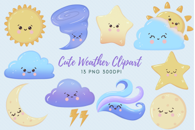 Weather Kawaii Clipart Illustration