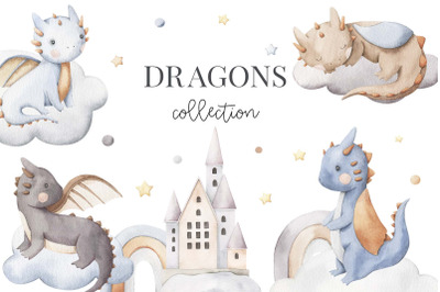Dragons - watercolor set