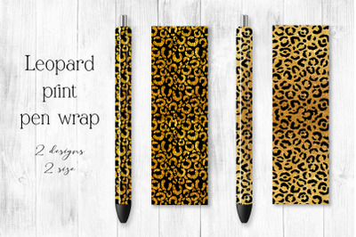 Leopard print pen sublimation Gold glitter Epoxy wrap design