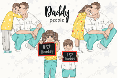 Fathers Day Clipart | Family Characters Graphics Set