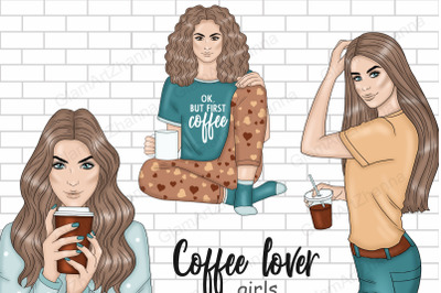 Coffee Lover Girls Clipart