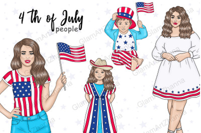 4 of July Fourth of July Girls Clipart