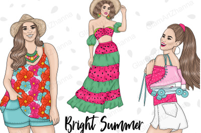 Bright Summer Girls Clipart