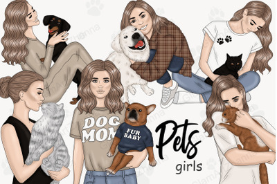 Pets Girls Clipart