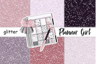 Planner Girl Scrapbook Paper | Pastel Glitter Digital Paper