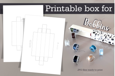 Printable DIY box template for sewing Bobbins.