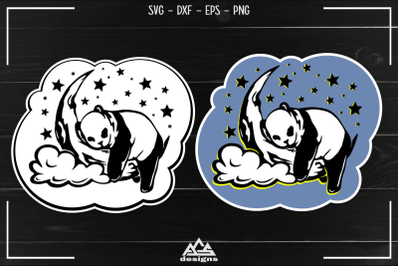Panda and Moon Stickers Svg Design