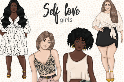 Self Love Girl Clipart | Relaxing Illustrations