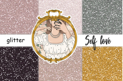 Self Love Digital Paper | Glitter Backgrounds Bundle