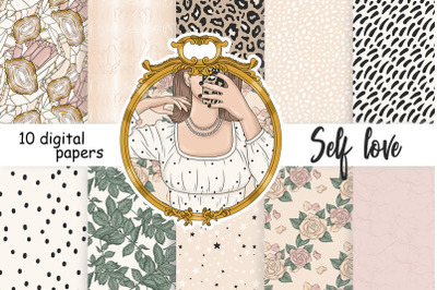 Self Love Digital Paper | Leopard Print Backgrounds