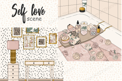 Self Love Illustrations | Bathroom Interior