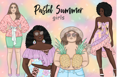 Pastel Summer Girls Clipart