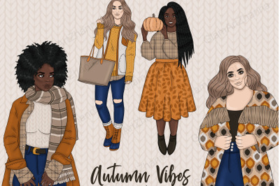 Autumn Vibes Girls Clipart