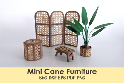 Mini Cane Furniture Set | 3D Papercraft Templates