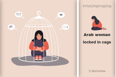 Arab woman locked in cage