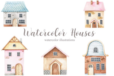 Watercolor houses