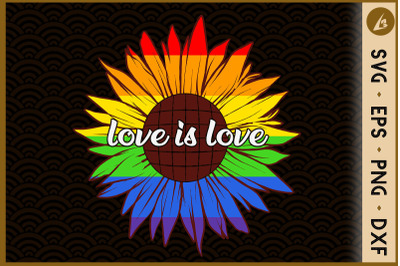 Rainbow Sunflower Love Is Love LGBT