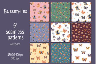Butterflies - digital paper/seamless patterns