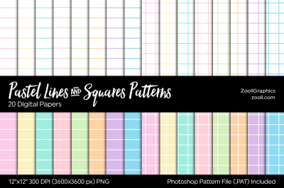 Pastel Lines And Squares Digital Papers