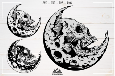 Skull n Moon Tshirt Sticker Sublimation Svg Design
