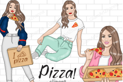 Pizza Girls Clipart