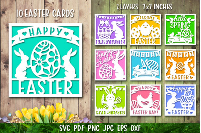 Happy Easter Card|Easter Bunny Card| Easter Paper Cut SVG
