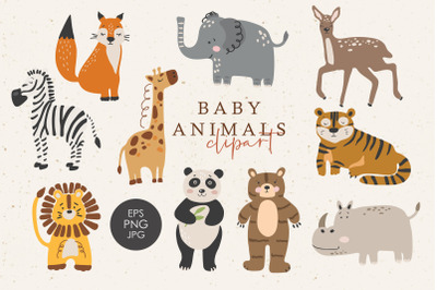 Baby animals clipart, Boho abstract animals, Digital nursery elements