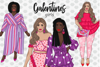 Galentine&amp;&23;039;s Day Girls Clipart