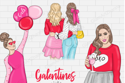 Galentine&amp;&23;039;s Day Girls Clipart