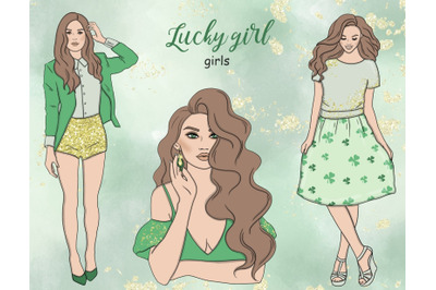 Saint Patrick&#039;s Day Girls Clipart