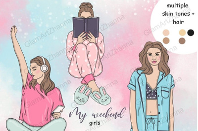 My Weekend Clipart | Girls Planner Graphics Bundle