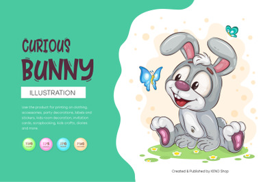 Curious Easter Bunny. T-Shirt&2C; PNG&2C; SVG.