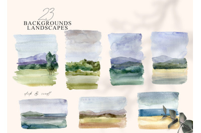 Watercolor abstract background and landscape clipart- 23 png