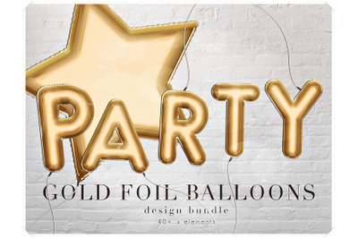 Gold Foil Balloons Letters Clipart - Design Bundle