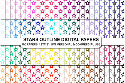 Stars Outline Digital Papers Pack Star Pattern Background