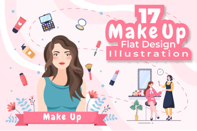 17 Make Up Cosmetics Collection Illustration