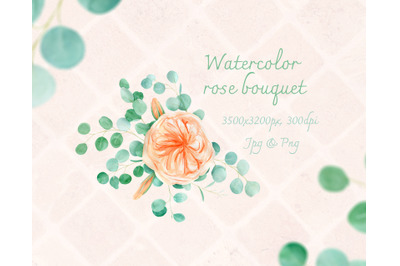Watercolor Rose Bouquet Clipart