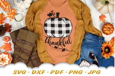 Thankful Plaid Pumpkin SVG Cricut Cut Files
