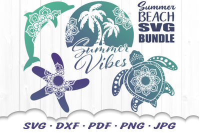 Beach&nbsp;Mandala Turtle Summer Vibes SVG Bundle Files For Cricut&nbsp;