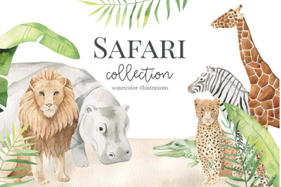 safari animals - watercolor set