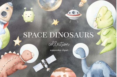 space dinosaurs - watercolor set
